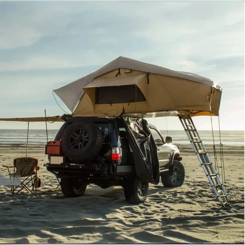 4-Person Soft Rooftop Tent With Aluminum Pole Plus Cover Outdoor Camping Pickup Darche Car Roof Top Dachzelt Extension