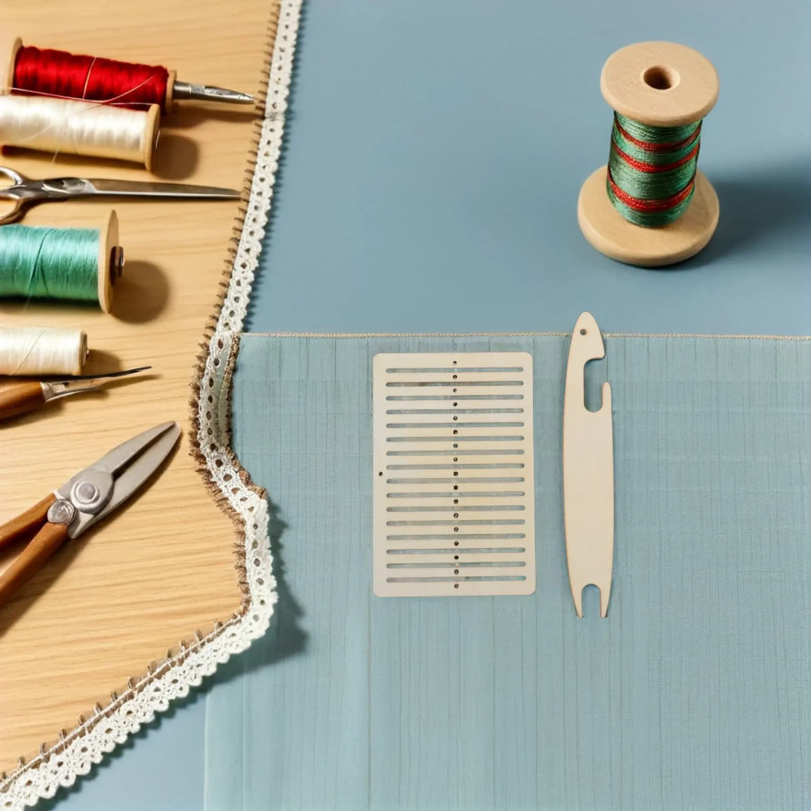 2Set Mini Wooden Weaving Loom Kit Hand Loom Tools Multi-Craft Frame for DIY Bracelet Strap Bag Handle Creative Crafting