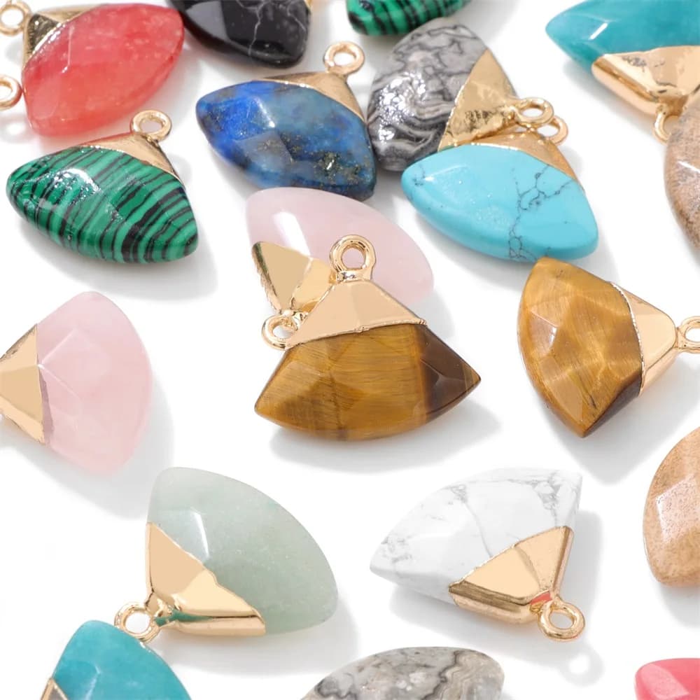 5 pezzi nuovo stile settore forma ciondoli in pietra naturale e collana pendenti in pietra per gioielli che fanno accessorio per collana 18x19mm