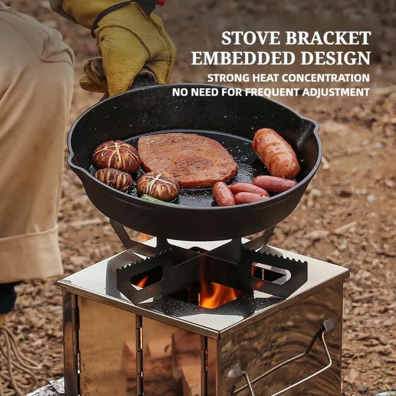 Mini stufa a legna pieghevole da esterno, griglia per barbecue portatile in acciaio inossidabile, griglia per barbecue a carbone da picnic da campeggio