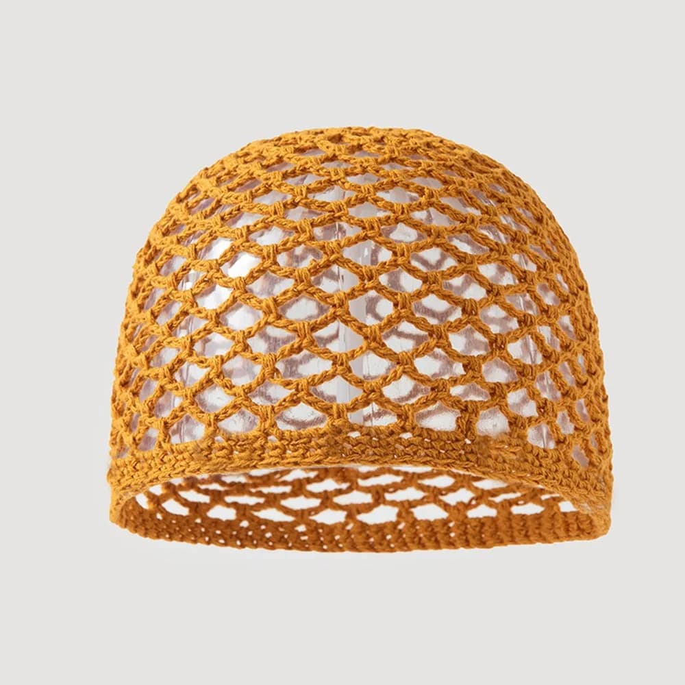 Retro Elegant Hollowed Out Knitted Hat Solid Color Ethnic Style Bohemian Style Beanies Thin Korean Crochet Hat Spring Summer