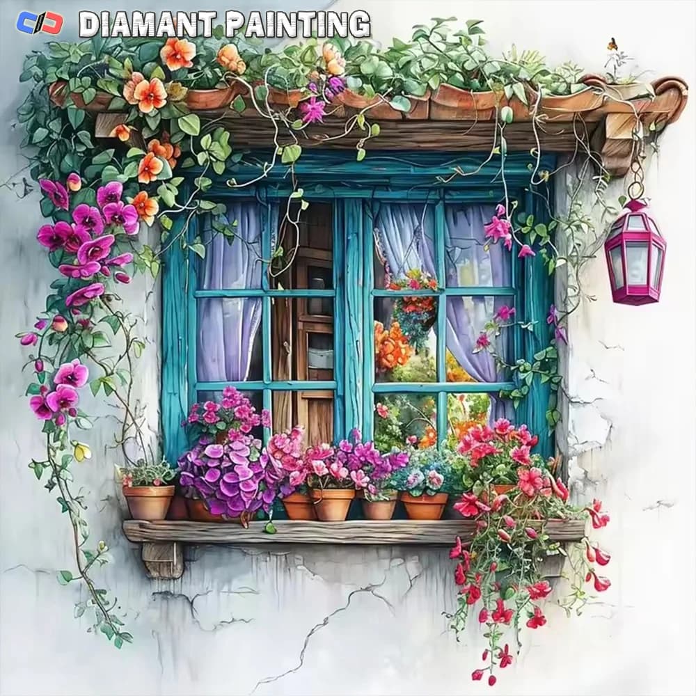 Nabi Full Diamond Painting Kid Windows Flowers Picture Of Acrylic Mosaic Art DIY Embroidery Flowerpot Home Decor HD canvas