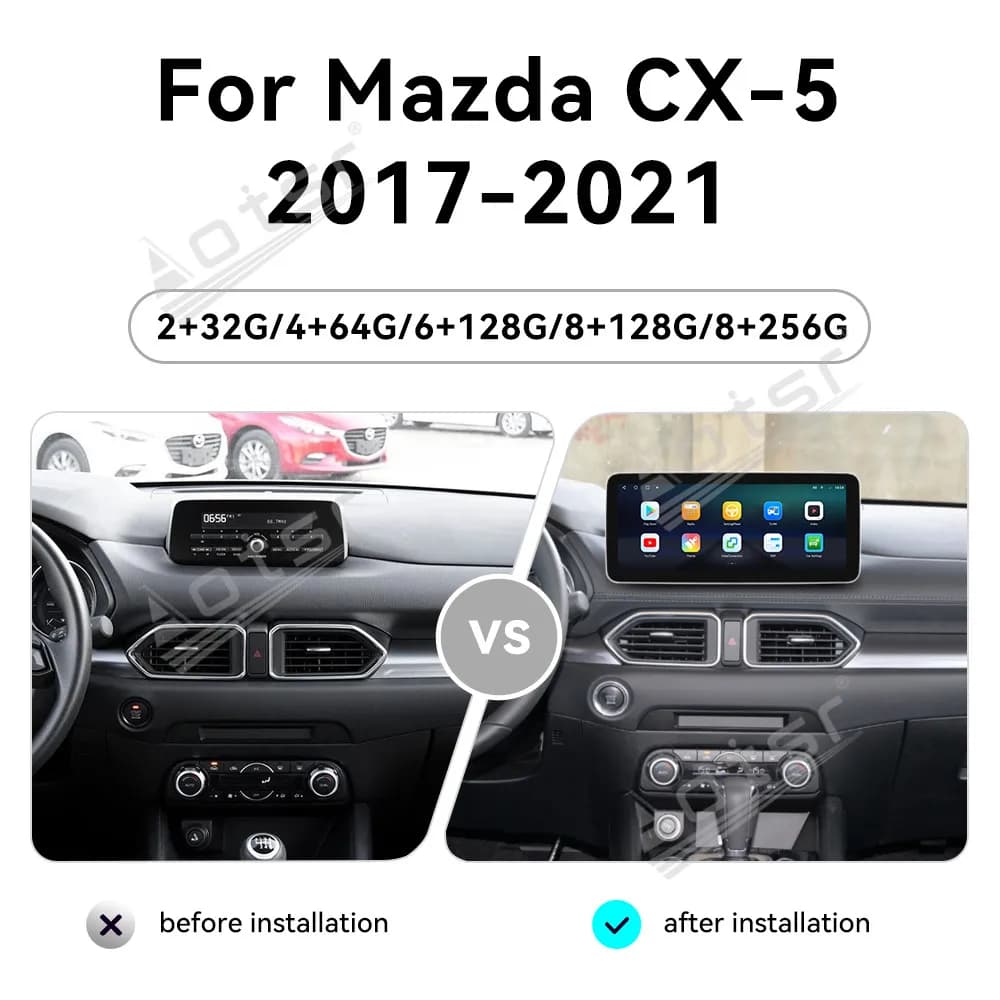 12.3 Inch HD Smart Touch Screen For Mazda CX-5 2017-2021 Android 14 Wireless CarPlay GPS Navigation Car Radio Stereo Head Unit