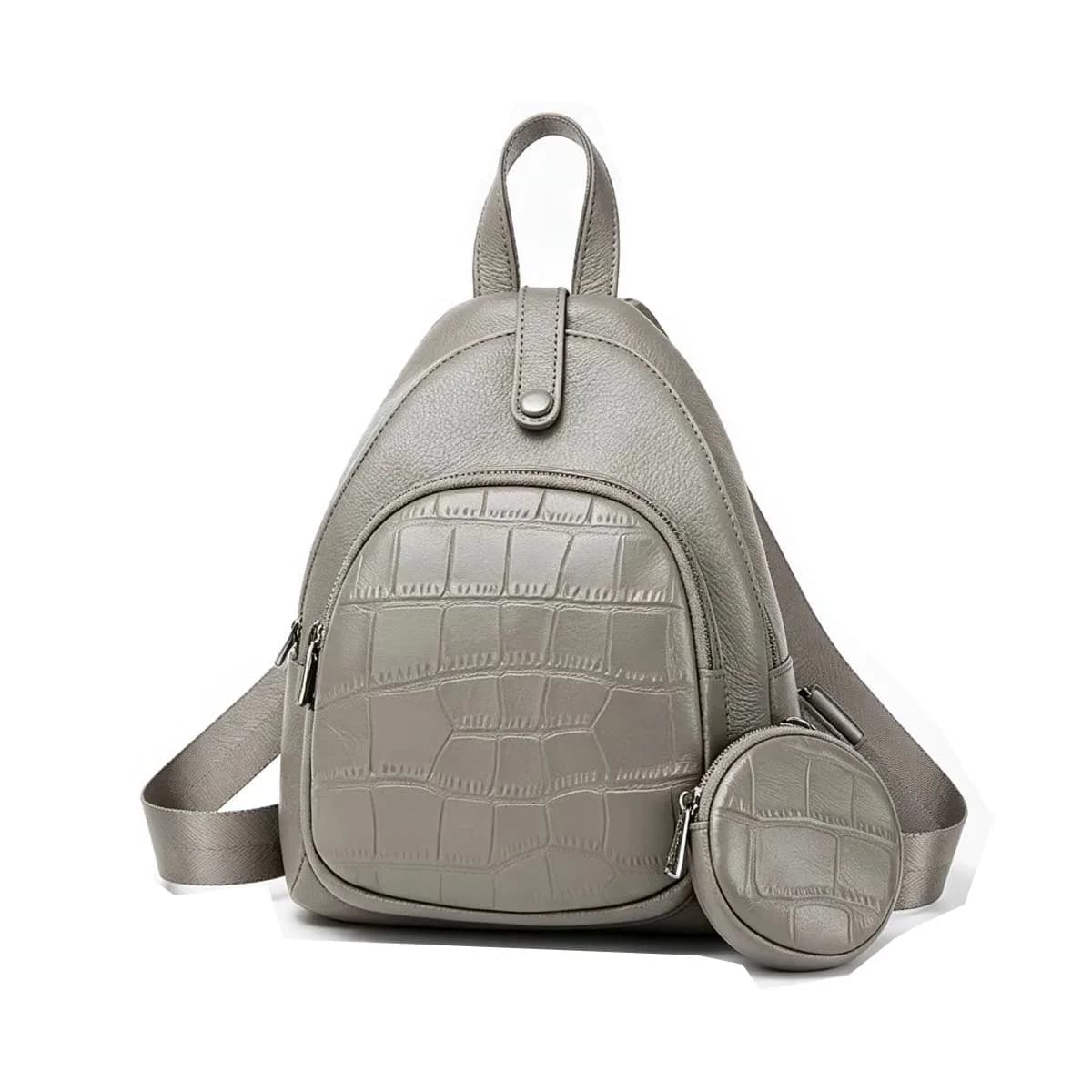 Crocodile Pattern Genuine Leather Backpack Women Classic Woman's Real Cow Leather Backpacks Retro Ladies Double Shoulder Bag
