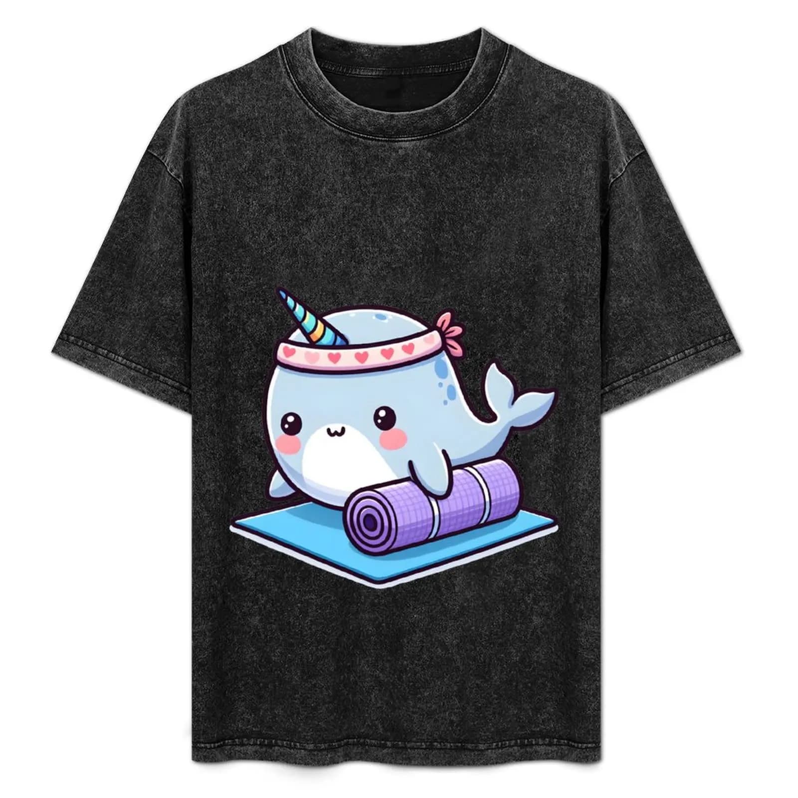 Kawaii Narwhal: a yoga mat and a shirt with a hair band