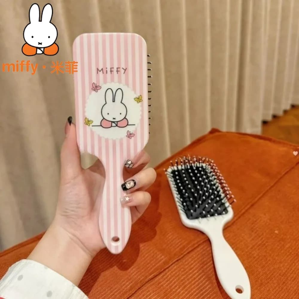 Spazzola per Capelli Miffy con Cuscino d'Aria, Morbida e Antistatica, per Massaggio del Cuoio Capelluto, Portatile per Uso Domestico e Cura dei Capelli Femminili, Idea Regalo