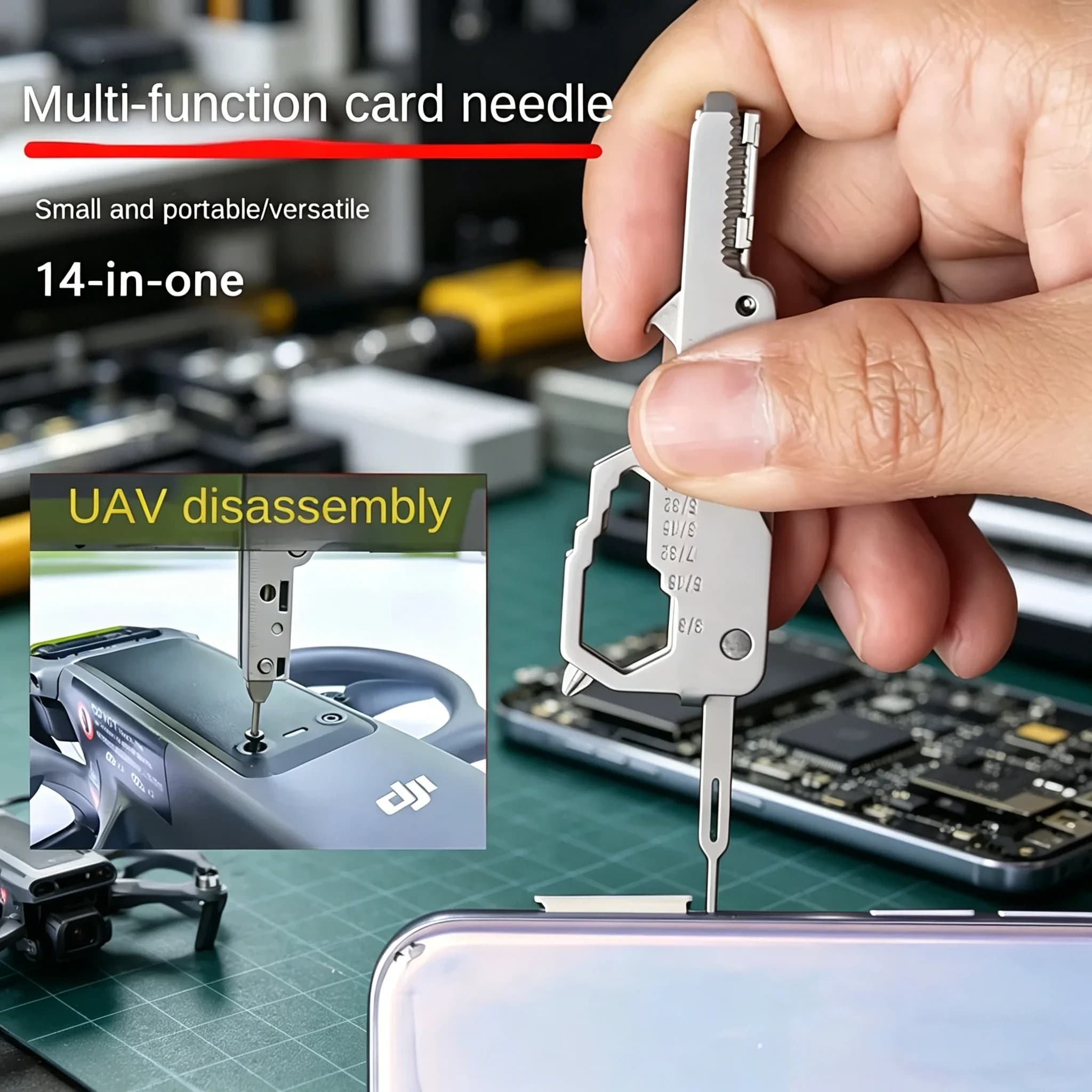Portachiavi Multifunzione EDC - Estrattore SIM, Cacciavite per Riparazione Occhiali e Droni, Apribottiglie - Regalo Creativo per Amanti della Tecnologia