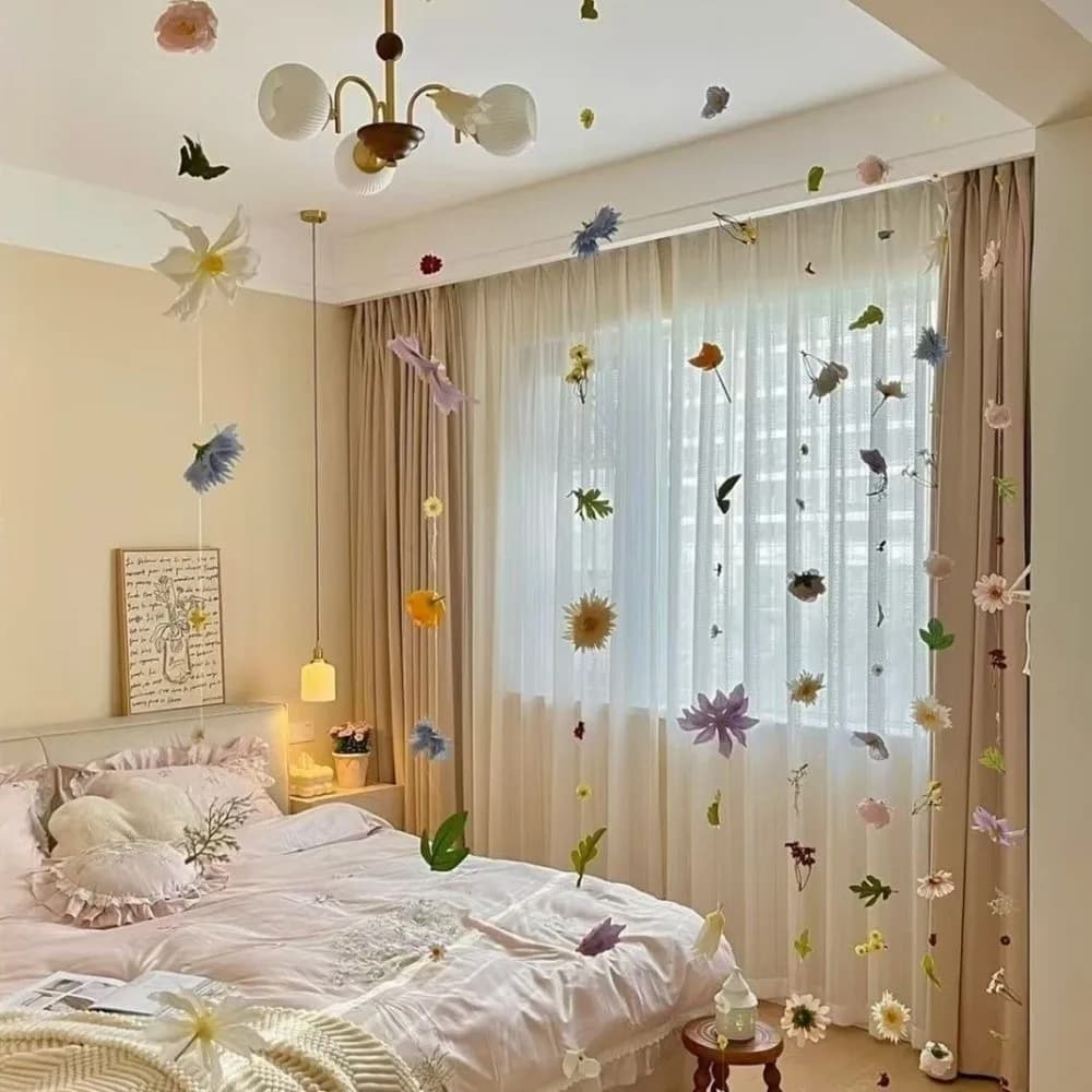 Bohemian Style Artificial Floating Flower Curtain Romantic Simulated Flower Silk Flower Curtain Vibrant Colors DIY Material Pack