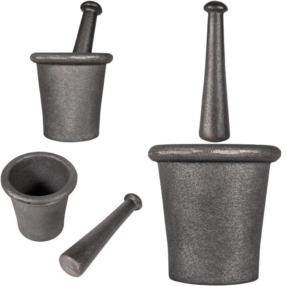Set di mortaio e pestello in ghisa da 8 libbre per frantumazione di minerali di roccia e macinazione di spezie da cucina