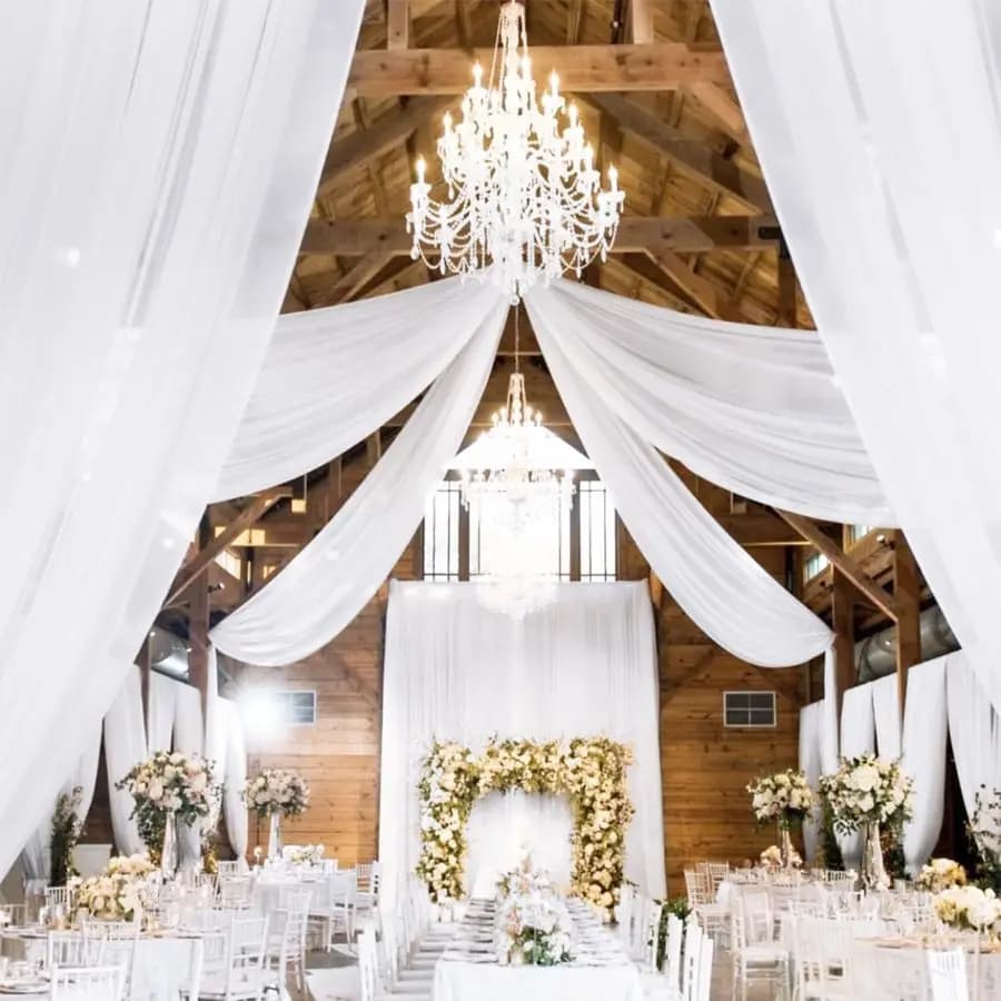 Pannelli Bianchi per Drappeggi da Soffitto 5ftx20ft, Drappeggi per Soffitto Matrimonio in Chiffon, Drappeggi per Arco, Tende Trasparenti, Drappeggi Morbidi per Matrimoni