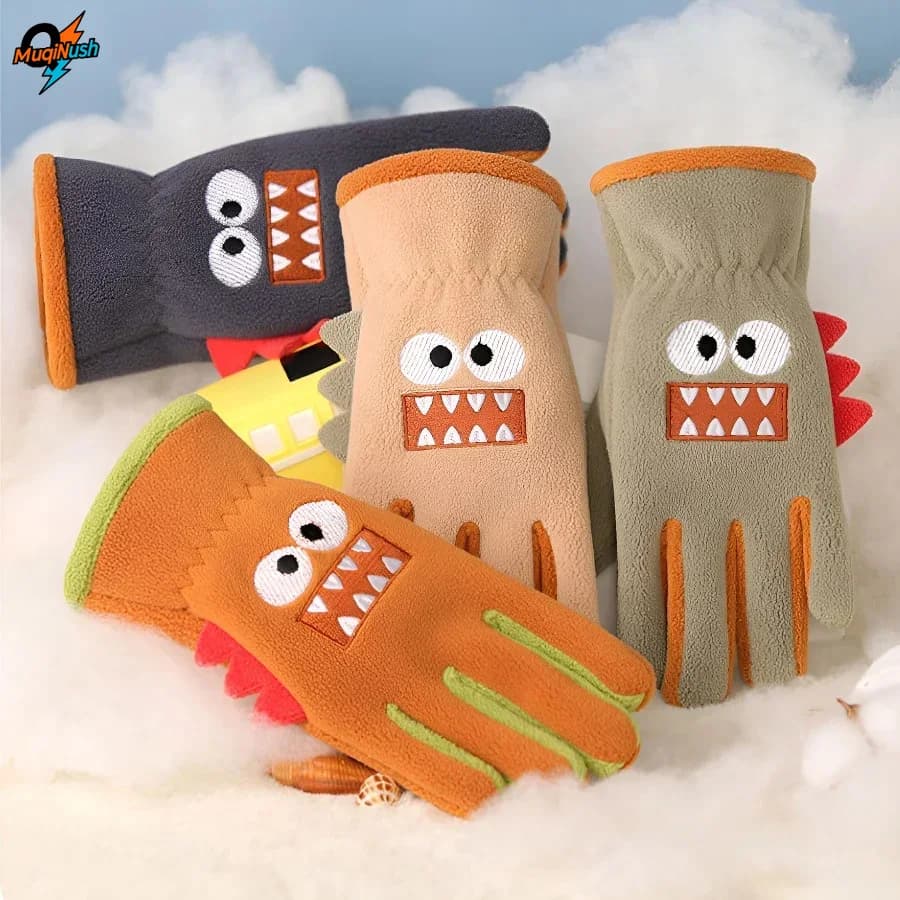 MuqiNush 1 Pair Children's Winter Gloves Full Finger for Warmth with Connected Fingers Suitable for Both Boys Girls Cute soft