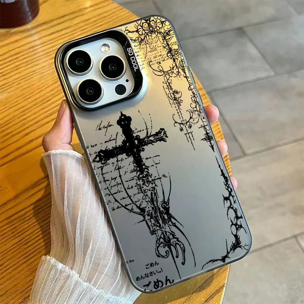 Cover Antiurto con Motivo a Croce per iPhone 16 15 14 7 8 Plus 13 12 mini 17 11 Pro XS Max Air X XR, Custodia Rigida Anti-Caduta