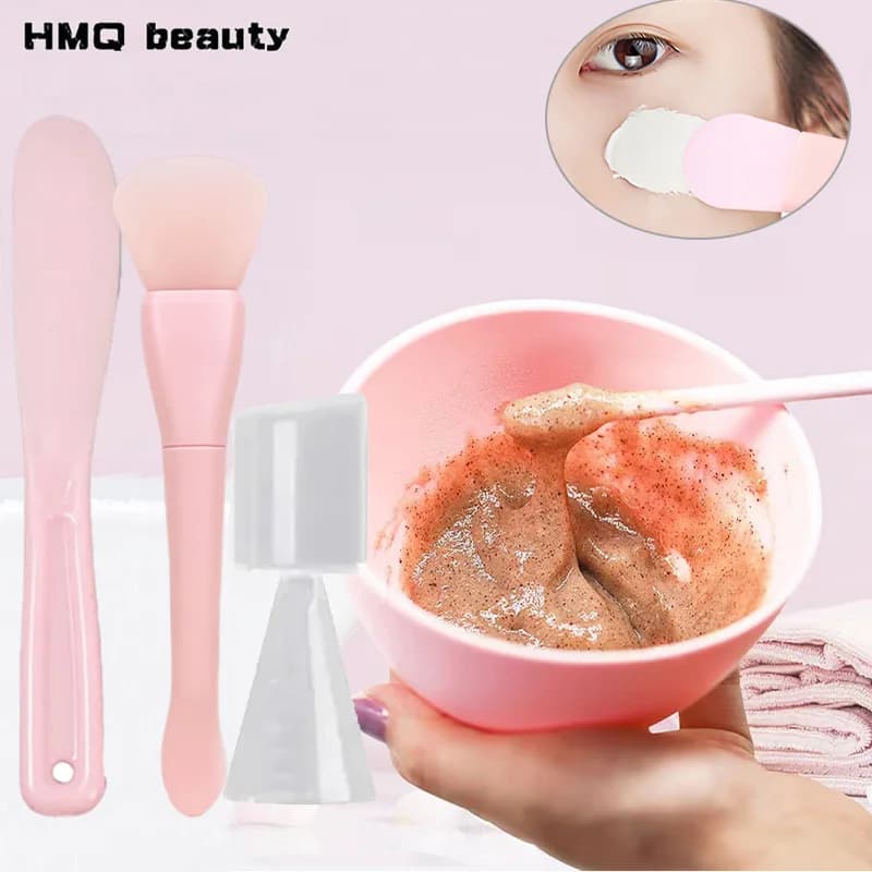 4pcs Silicone Facial Mask Mixing Bowl Kit with Soft Applicator Brushes DIY Facemask Mixing Set Skin Care Tools Beauty Supplies