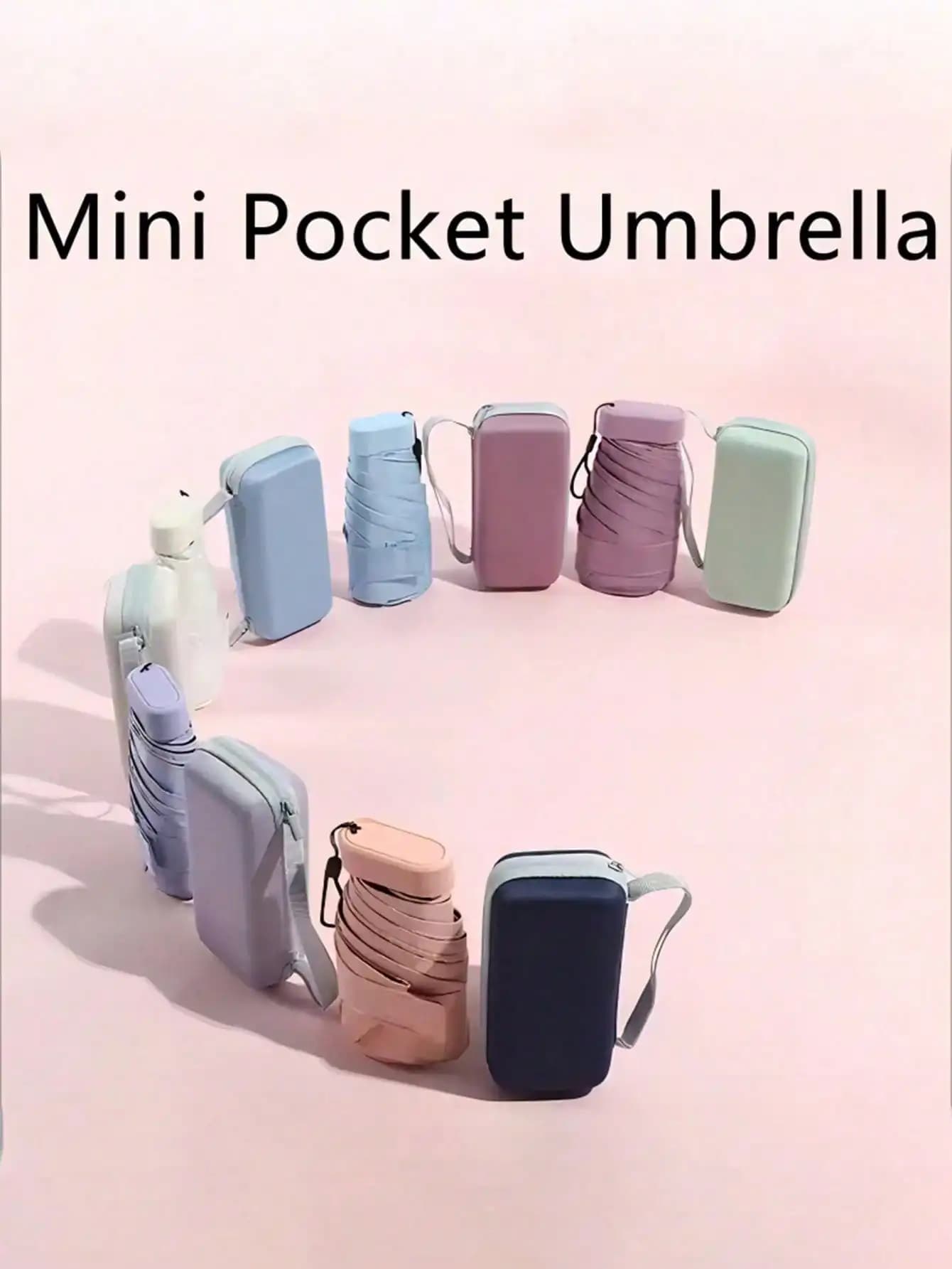 1 piece folding mini umbrella, portable travel umbrella waterproof pocket, sun umbrella, umbrella with women's UV protection, mini portable umbrella foldable six-section 2 in 1, mini travel umbrella, portable umbrella for sun and rain, windproof