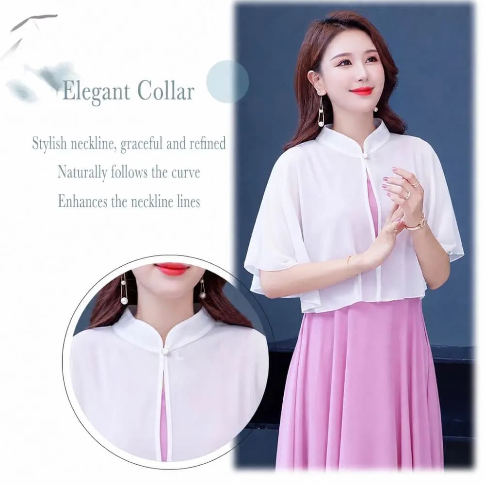 Thin Jacket Multicolor Chiffon Shawl Short Breathable Bridal Cape Loose Wedding Shawl Women