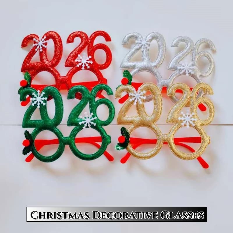 Simpatici occhiali decorativi natalizi digitali 2026 per bambini adulti Puntelli fotografici Occhiali da vista ultraleggeri creativi per feste di Capodanno