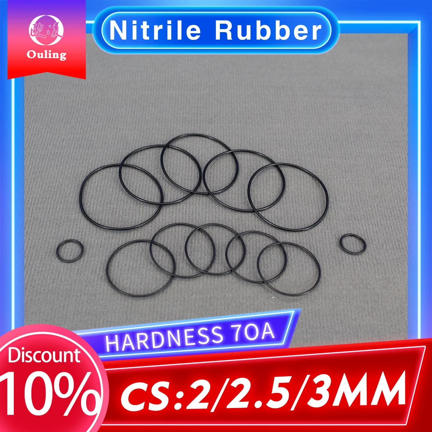 NBR Black Nitrile Rubber O-Ring Seal 70A Thickness CS2/2.5/3mm OD6-50mm Wear resistance Seals O Ring Nitrile Washe