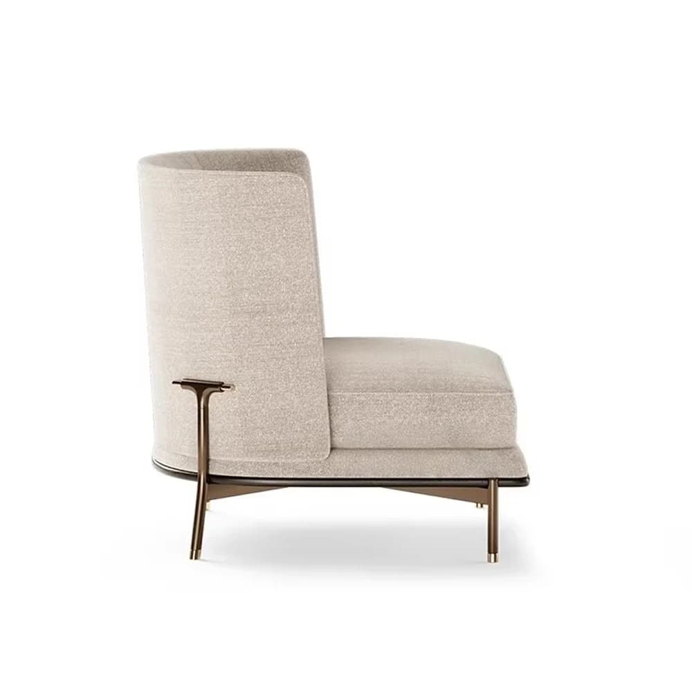 Modern beige lounge chair, linen fabric cushion, comfortable reading decorative chair with pillow and pillow