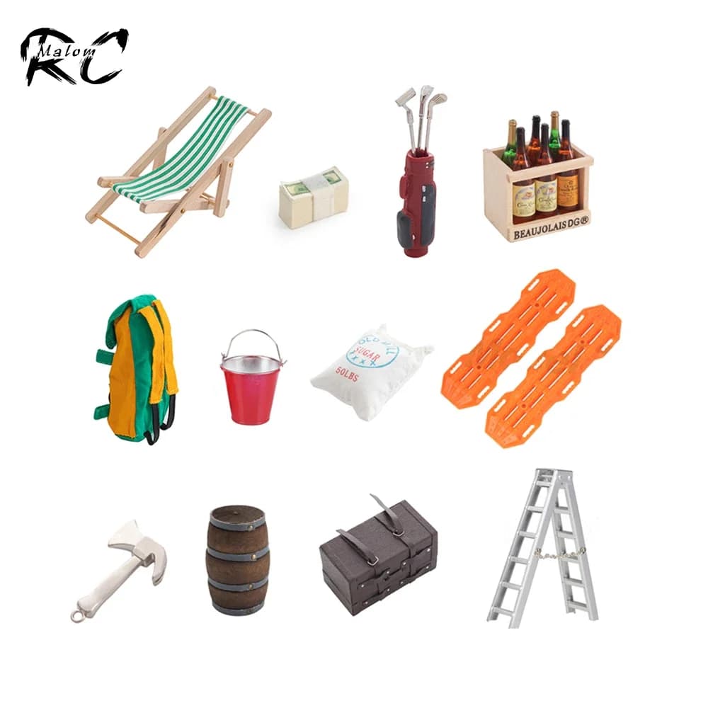 Accessori per la decorazione in scala 1:10 Scala di sabbia Serbatoio carburante Strumenti per garage per auto cingolate RC TRX6 TRX4 SCX10 Gen7 FMS Willis WPL C24