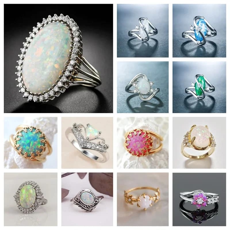 Trendy Female Fire Artificial Opal Ring Wedding gioielli eleganti per la festa semplice s Gift Girl Dropshipping