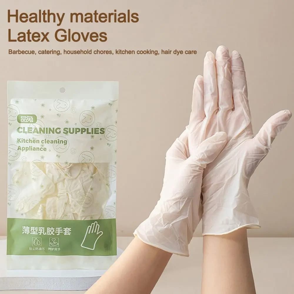 Guanti monouso impermeabili a prova di olio da 8 pezzi Guanti in lattice per protezione delle mani per uso alimentare Guanti per pulizia resistenti allo strappo