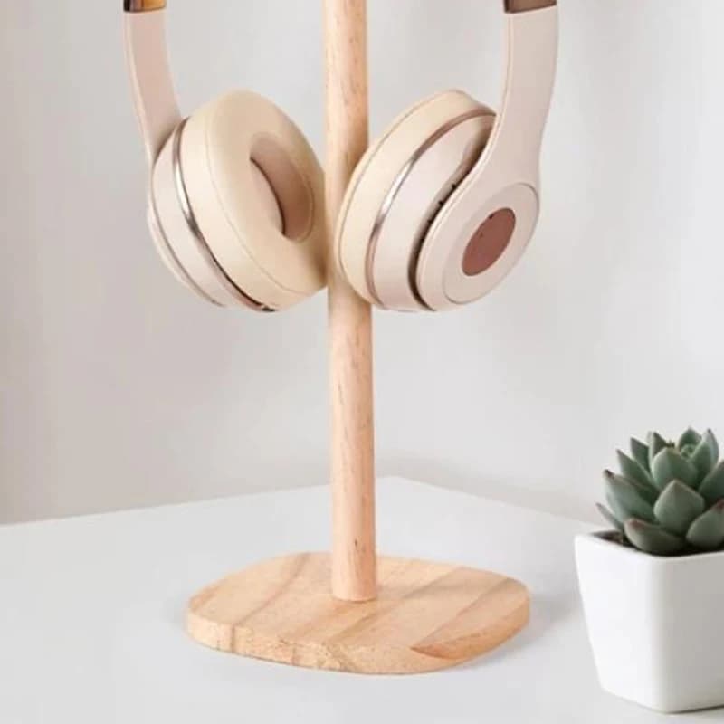 1pc New Headphone Stand With Base Universal Headphone Stand Hanger Wooden Headset Storage Rack Multi-Function Detachable Stand