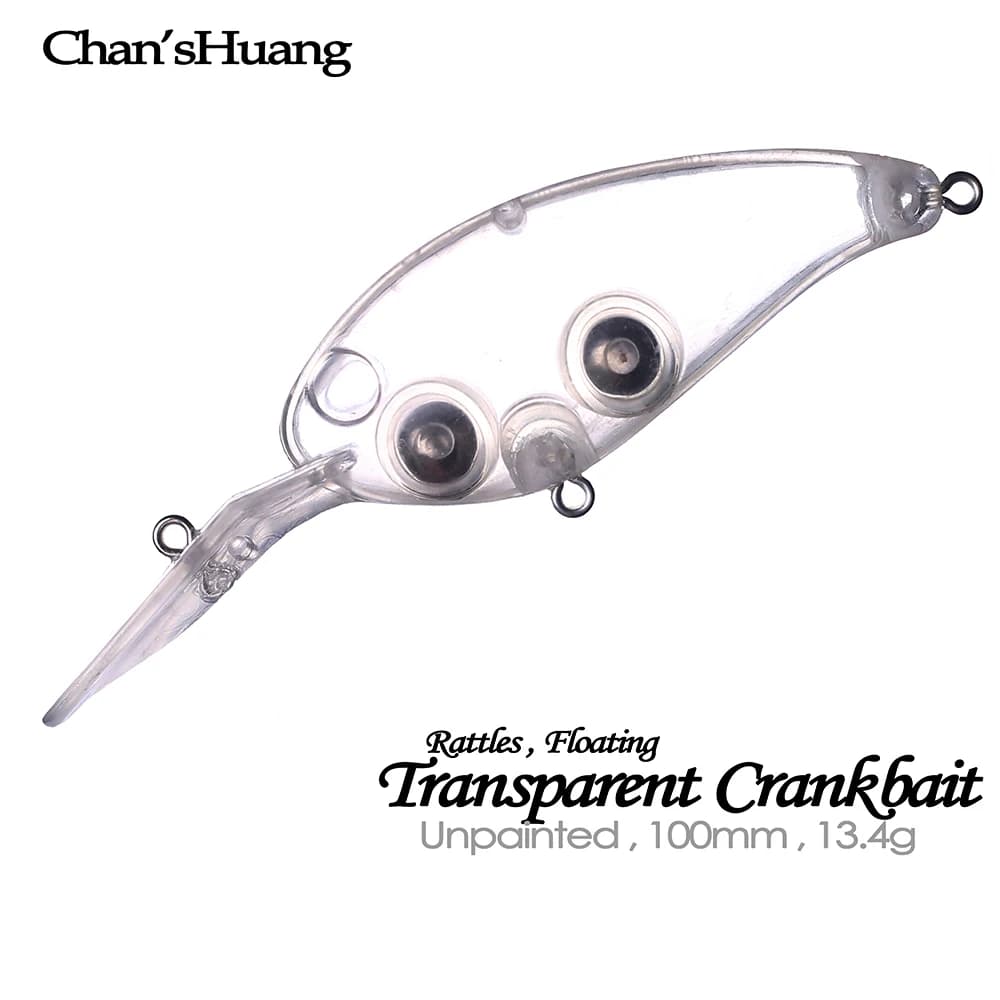 Chan'sHuang 20 pz non verniciato spazi vuoti esca 10cm 13.4g sonagli galleggianti Crankbait trasparente fai da te fatto a mano artificiale richiamo di pesca