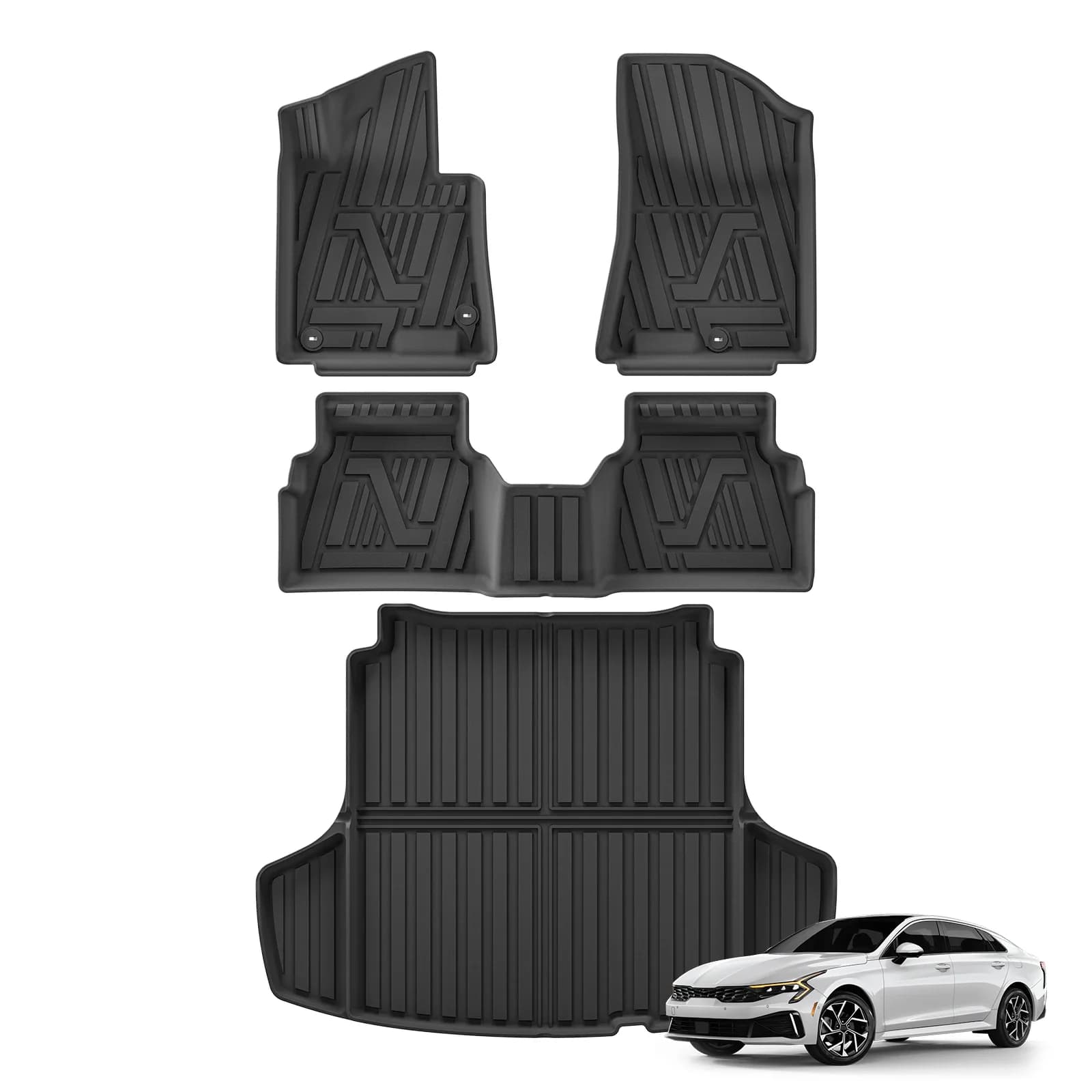 Car mats for Hyundai Sonata 2020-2025 Accessories TPE 3D Cargo Liner Trunk Pad Waterproof accessories for all seasons Black