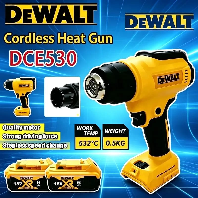 Pistola Termica Dewalt DCE530 300W ad Alta Potenza, Soffiatore Termico per Saldatura e Termoretrazione, Compatibile con Batteria Dewalt, Senza Fili e Brushless