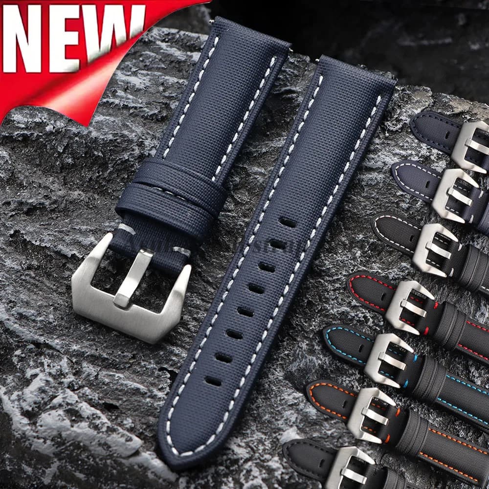 Cinturino per orologio in tela di tela di vela premium per Seiko per Panerai per Blancpain 20mm 22mm 24mm cinturino per orologio cinturino da uomo in nylon nero blu