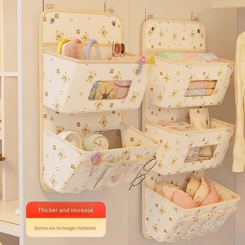 Borsa portaoggetti da appendere, organizer da comodino per biancheria intima, calzini, occhiali, cavi, tessuto non tessuto da appendere alla parte posteriore con simpatico design a forma di orso