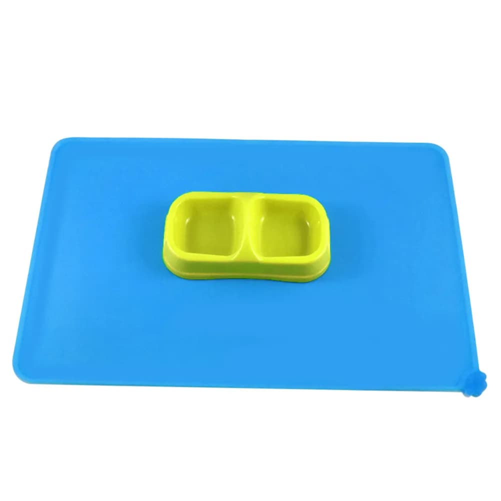 Tappetino per Alimentazione Animali Domestici in Silicone Alimentare Impermeabile, Tappetino Sottociotola per Cani e Gatti (Blu)