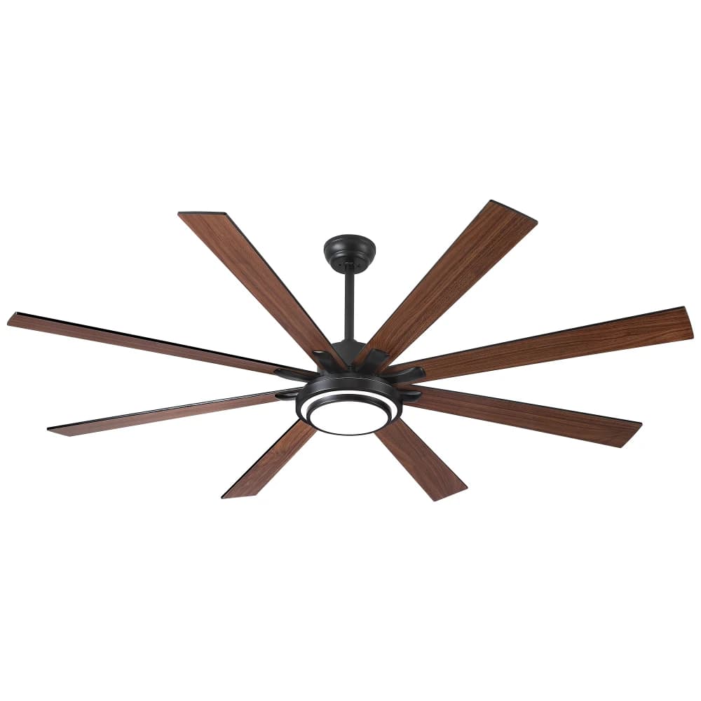 Ventilatore da soffitto smart grande da 72 pollici con LED integrati, nero opaco, con telecomando