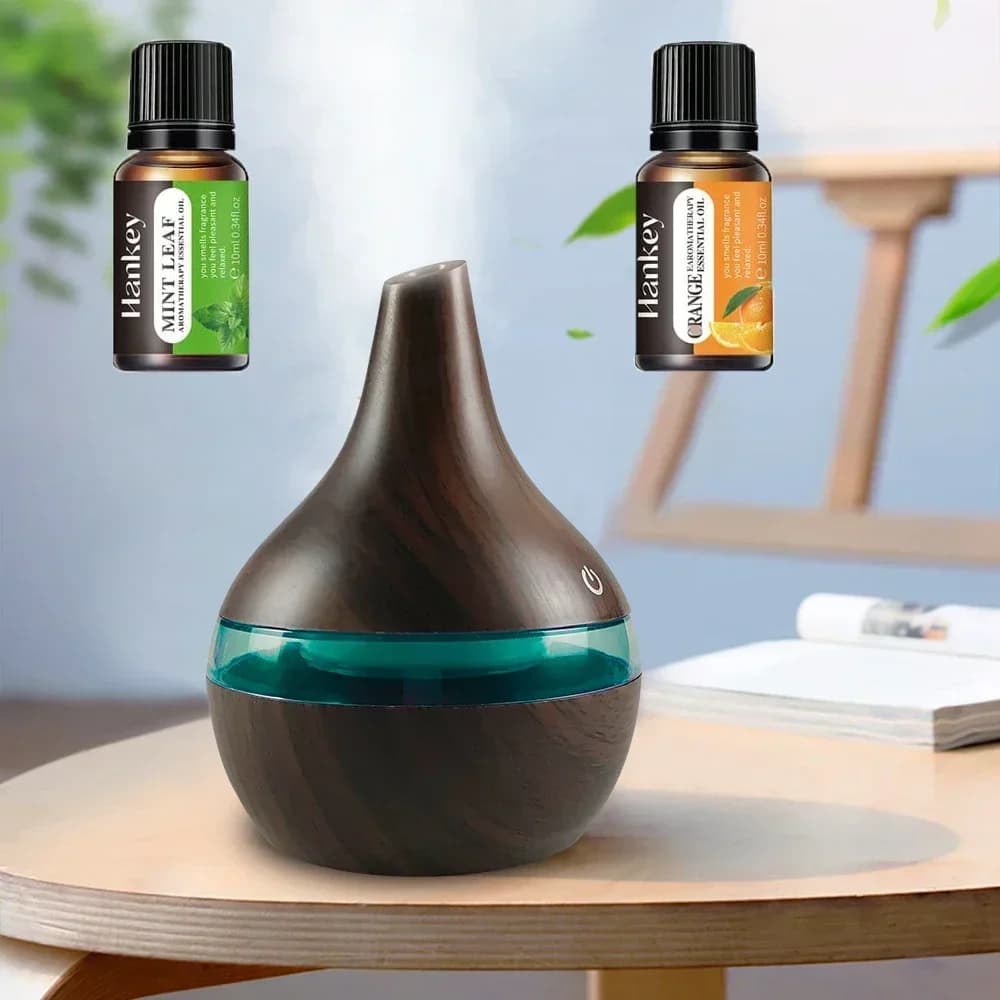 Diffusore di oli essenziali umidificatore a venature del legno da 300 ml per l'home office