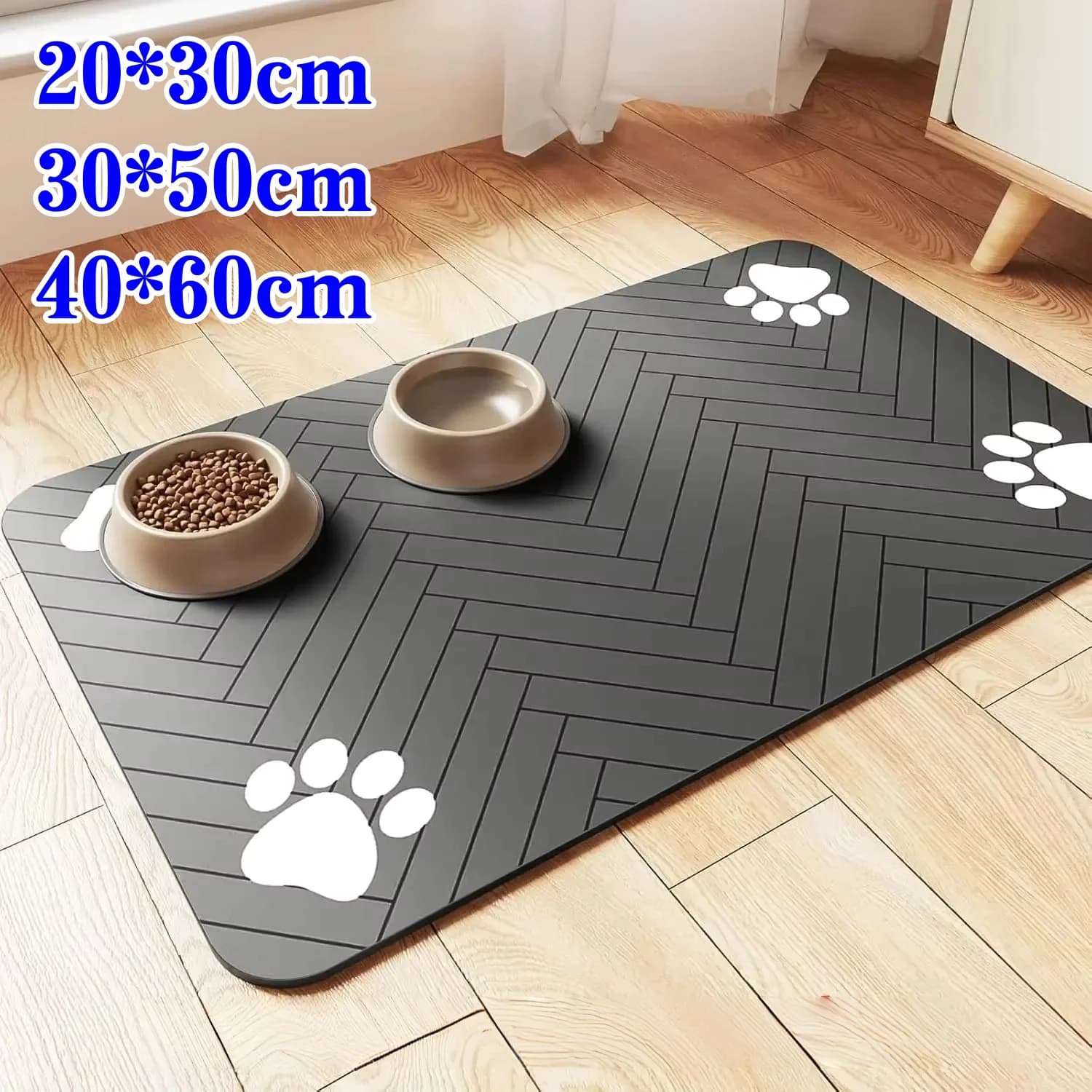 Tappetino assorbente per animali domestici S/M/L, tovaglietta impermeabile per cibo per cani e gatti e ciotole per acqua, tovaglietta antiscivolo con supporto in gomma ad asciugatura rapida