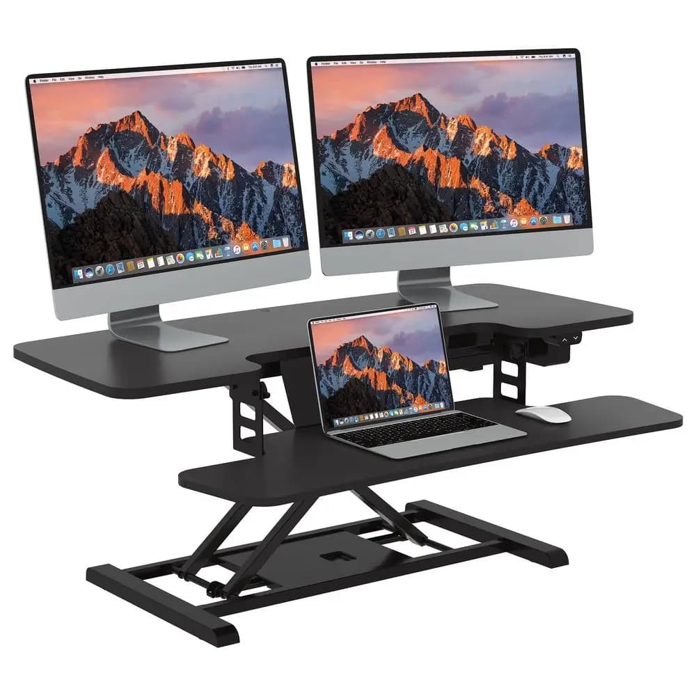 Convertitore per Scrivania Elettrica Regolabile in Altezza 40 Pollici per Ufficio e Casa, Postazione di Lavoro per Doppio Monitor e Laptop con Ampio Spazio per Tastiera