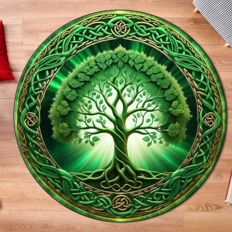 Tappeto rotondo albero della vita Tappeto mandala naturale Tappeto arredamento spirituale antico Tappeto spaziale per meditazione Tappetino lavabile e antiscivolo