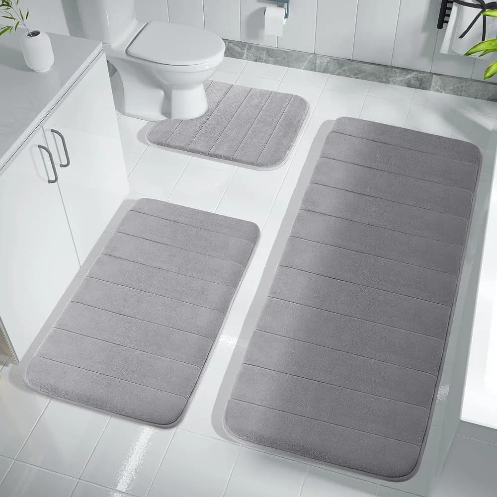 Tappetino da Bagno Super Assorbente in Memory Foam, Antiscivolo, per Vasca, Doccia e WC