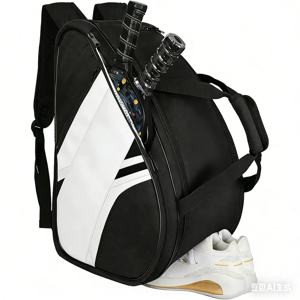 Pickleball Racket Backpack with Ballrooms, Waterproof Sports Bag, Breathable Shoes Bag, Paddle Bag