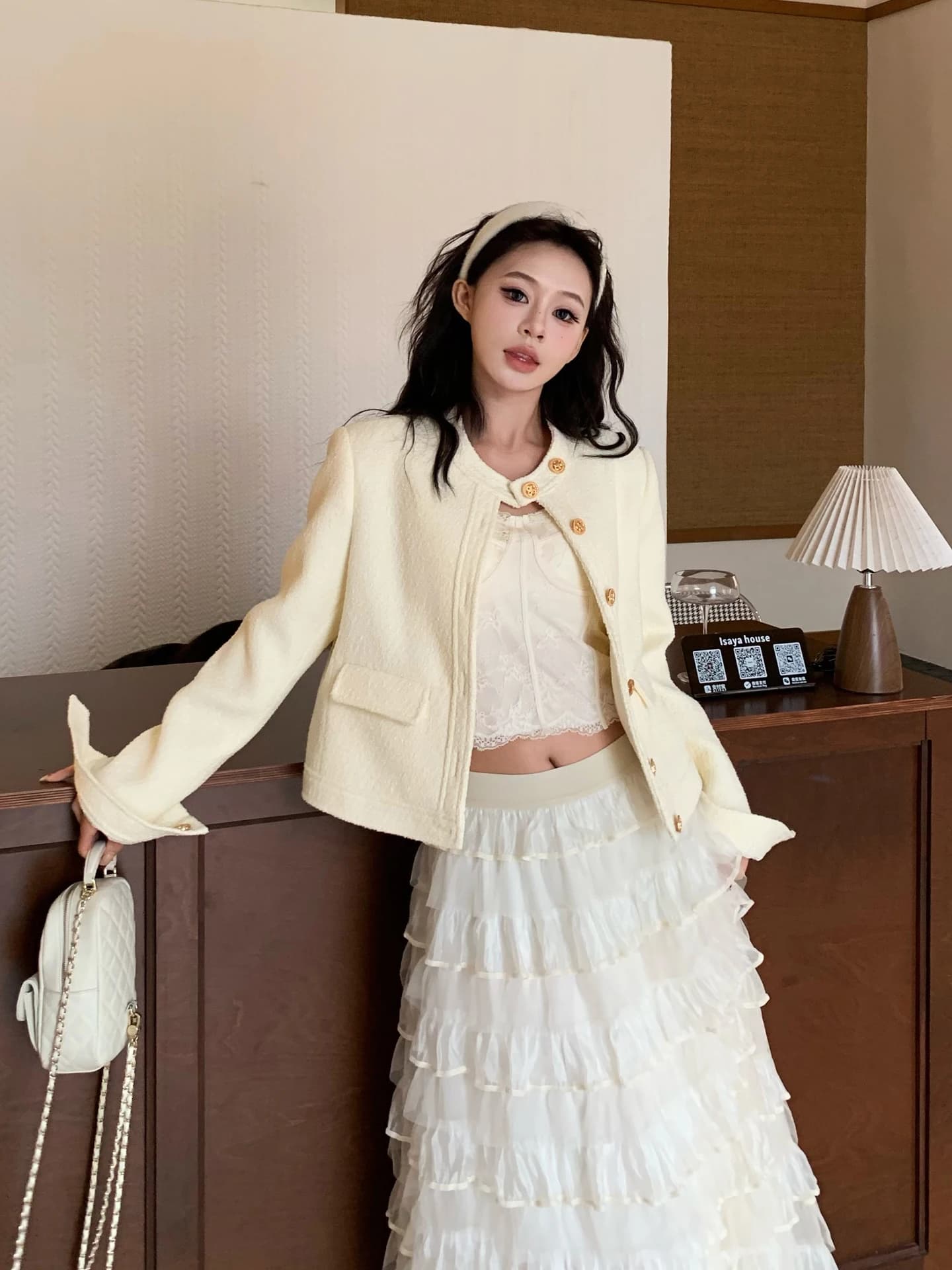Giacca Corta Elegante da Donna, Nuovo Stile Coreano Primaverile, Camicia a Maniche Lunghe in Fibra di Poliestere con Bottoni