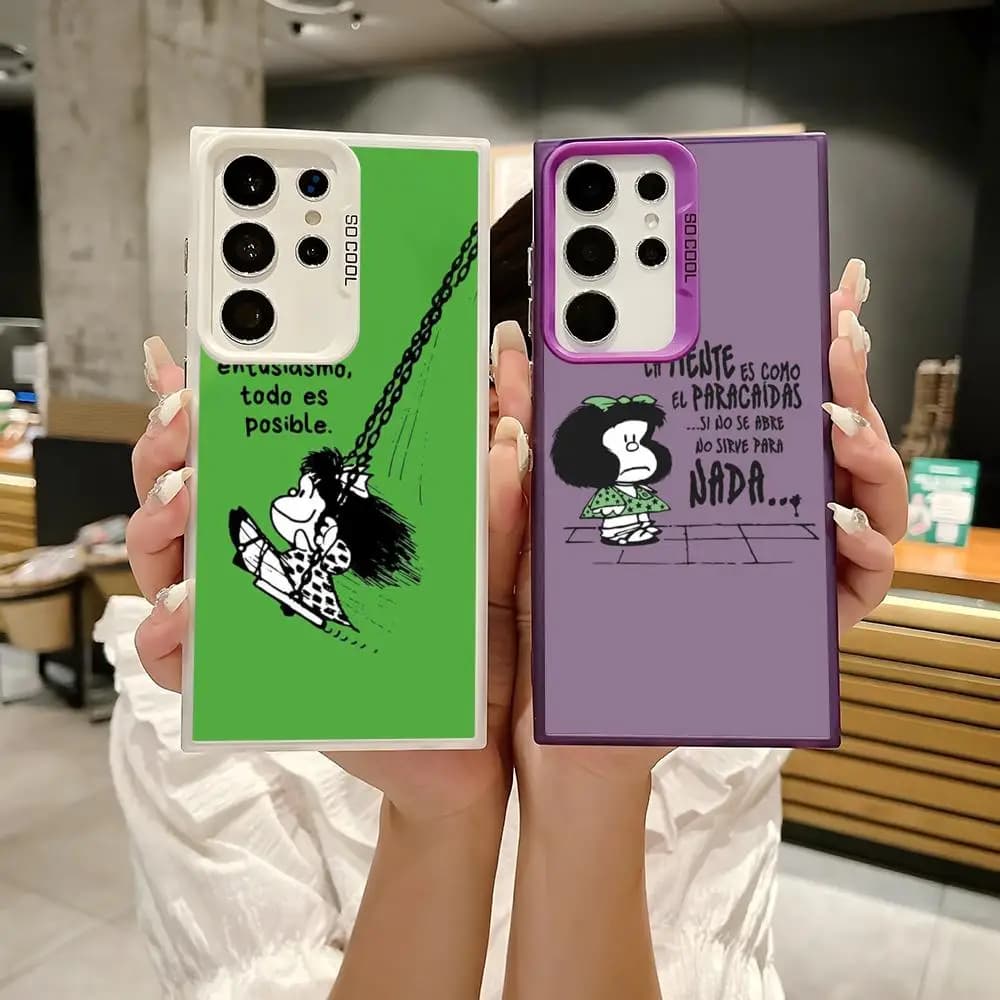 Hot M-Mafalda Gir Cassa Del Telefono Per Samsung Galaxy S25 Bordo S24 S23 S22 S21 S20 Ultra Silicone Colorato Argento Cassa Del Telefono