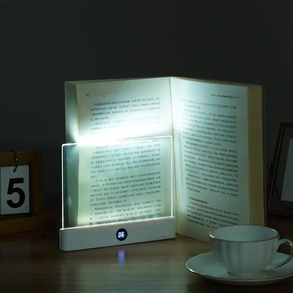 Luce da Lettura LED Intelligente, Lampada da Libro Notturna, Luci da Lettura Ricaricabili Piatte e Chiare con 3 Colori e Timer, Luce Delicata per gli Occhi
