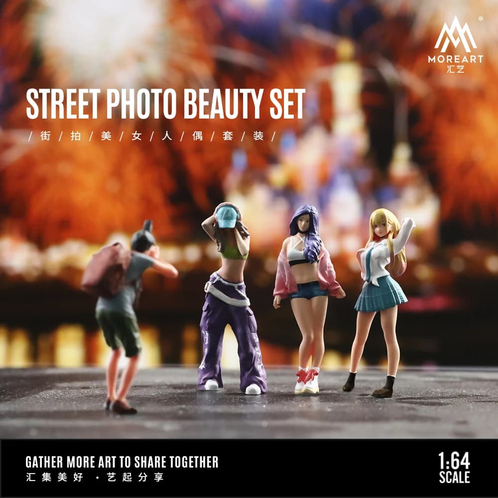 More Art 1:64 Set di action figure, set di bambole di bellezza Street Shot Modello di figura decorativa per esposizione, collezione e regalo