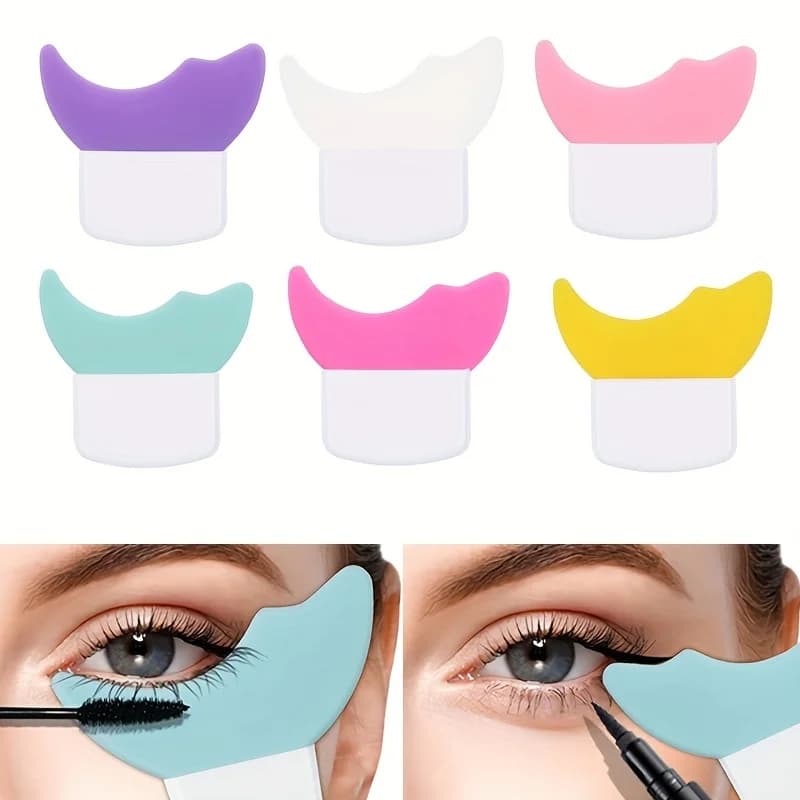 Strumento Ausiliario per Eyeliner, Protezione per Mascara, Applicatore, Scudo per Ciglia in Silicone Riutilizzabile, Guida per Ciglia per il Trucco degli Occhi