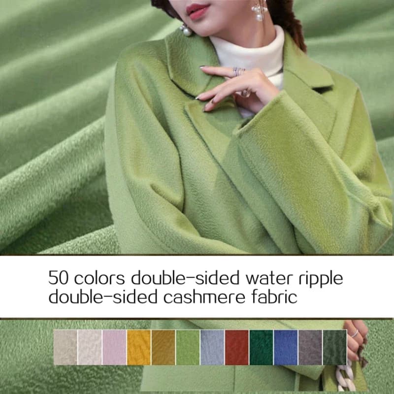 Luxury Double Face Silk Water Ripple Cashmere Fabric Australian Wool Winter Warm Coat Fabrics Cloth Per Meter 50 Colors