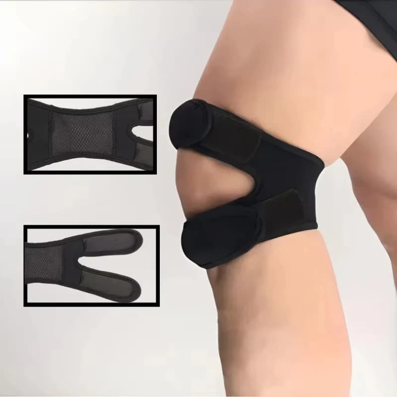 Supporto per Ginocchio Pressurizzato, Fascia Elastica con Foro, Ginocchiera di Sicurezza per Basket, Tennis, Ciclismo