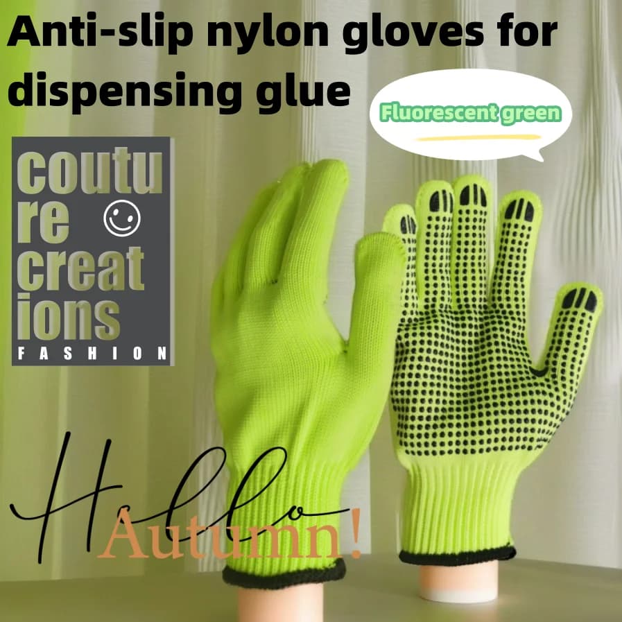 12 paia di guanti punteggiati verde fluorescente e arancione di alta qualità: antiscivolo, spessi, comodi, durevoli, unisex, lavori essenziali