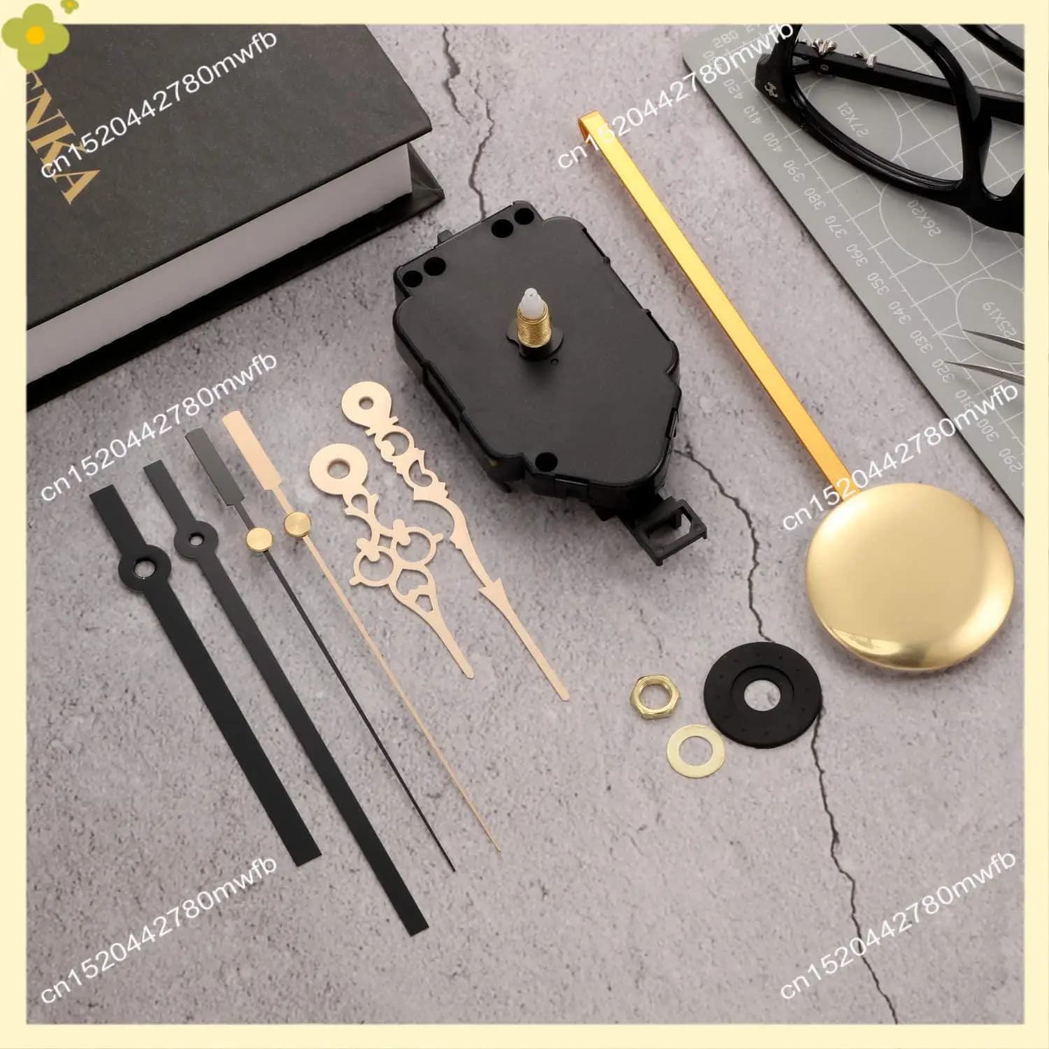 LDHL Movimento dell'orologio a pendolo al quarzo Kit di movimento fai-da-te con pendolo a 2 paia di lancette, movimenti a pendolo con meccanismo fai-da-te Sostituisci