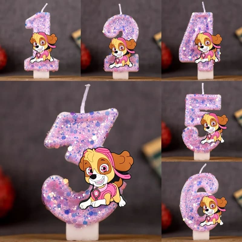 Candela a tema Cartoon Paw Patrol 0-9 Numero Torta di compleanno Festa di anniversario Candele per baby shower Forniture per decorazioni di scene