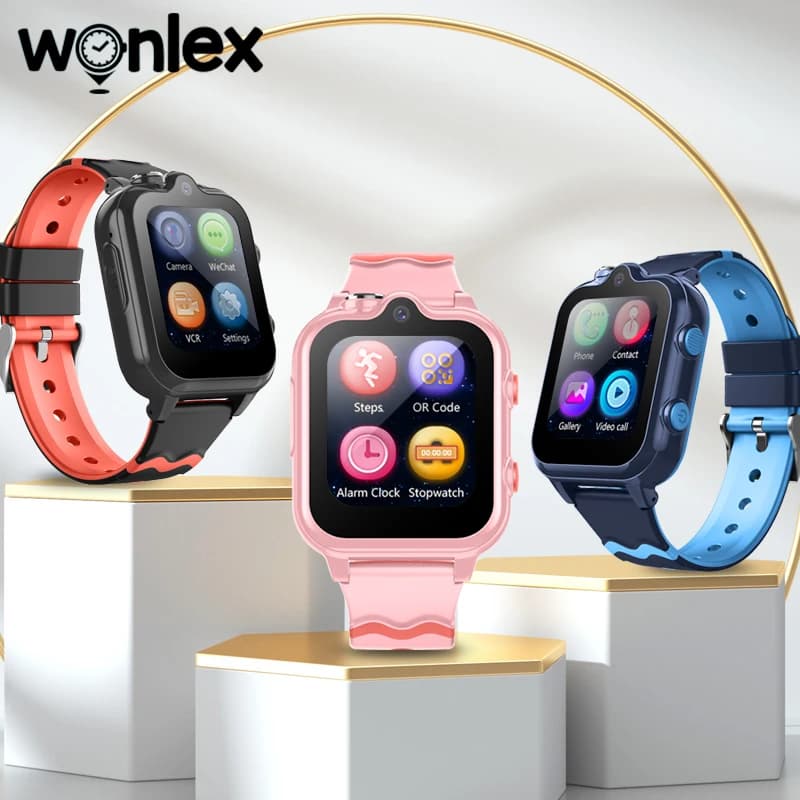 Wonlex Smart Watch Bambini 4G KT18Pro Android 8.1 Videochiamata SOS GPS Tracker Doppia fotocamera Telefono Whatsapp SmartWatch per bambini